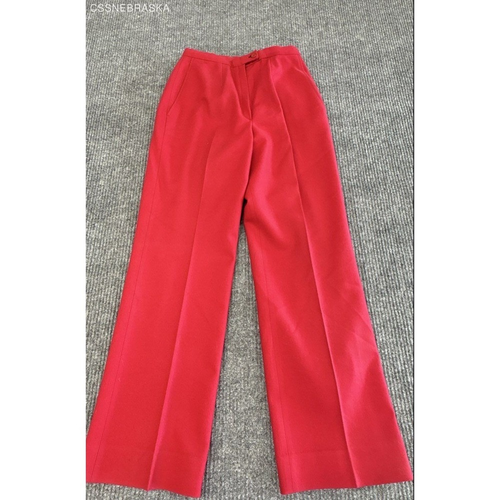 Vintage 90s Pendleton Women's Red Virgin Wool Pleated‎ High Rise Trousers USA